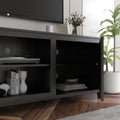 Tv Stand Storage Media Console Entertainment Center,Tradition Black,With Doors Black Particle Board