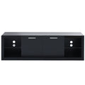 Modern Tv Stand With 2 Tempered Glass Shelves, High Gloss Entertainment Center For Tvs Up To 70'', Elegant Tv Cabinet With Led Color Changing Lights For Living Room, Black Black Particle Board