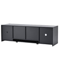 Modern Tv Stand With 2 Tempered Glass Shelves, High Gloss Entertainment Center For Tvs Up To 70'', Elegant Tv Cabinet With Led Color Changing Lights For Living Room, Black Black Particle Board