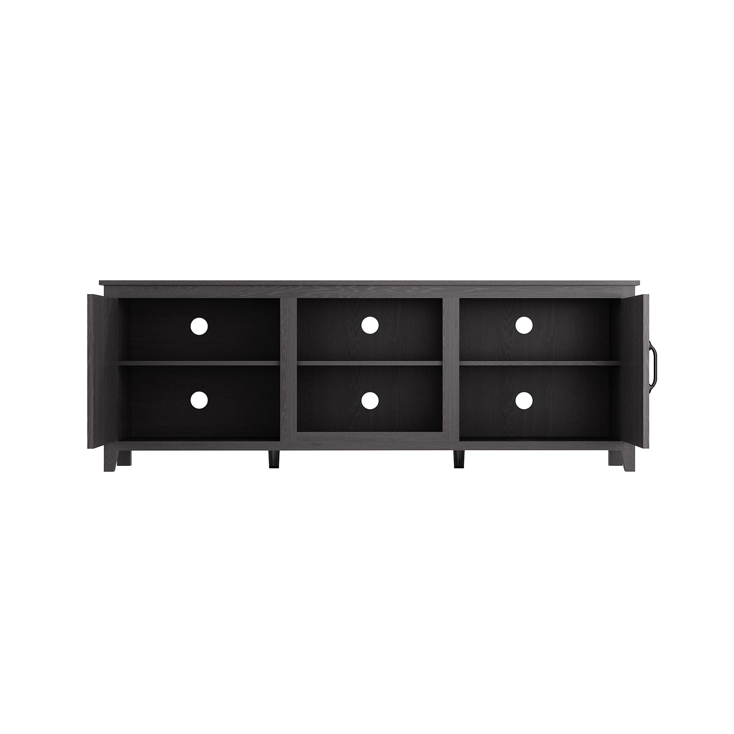 Tv Stand Storage Media Console Entertainment Center,Tradition Black,With Doors Black Particle Board