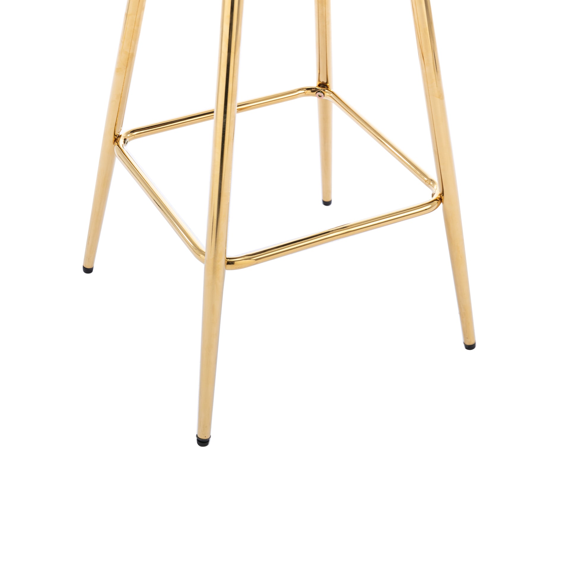 26 Inch Set Of 2 Bar Stools,With Chrome Footrest Velvet Golden Leg Simple Bar Stool,Blue Blue Foam Fabric