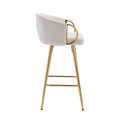 30 Inch Set Of 2 Bar Stools,With Chrome Footrest And Base Velvet Golden Leg Simple Bar Stool,Cream Cream Foam Fabric