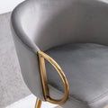 30 Inch Set Of 2 Bar Stools,With Chrome Footrest And Base Velvet Golden Leg Simple Bar Stool,Gray Gray Foam Fabric