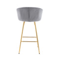 26 Inch Set Of 2 Bar Stools,With Chrome Footrest And Base Velvet Golden Leg Simple Bar Stool,Gray Gray Foam Fabric