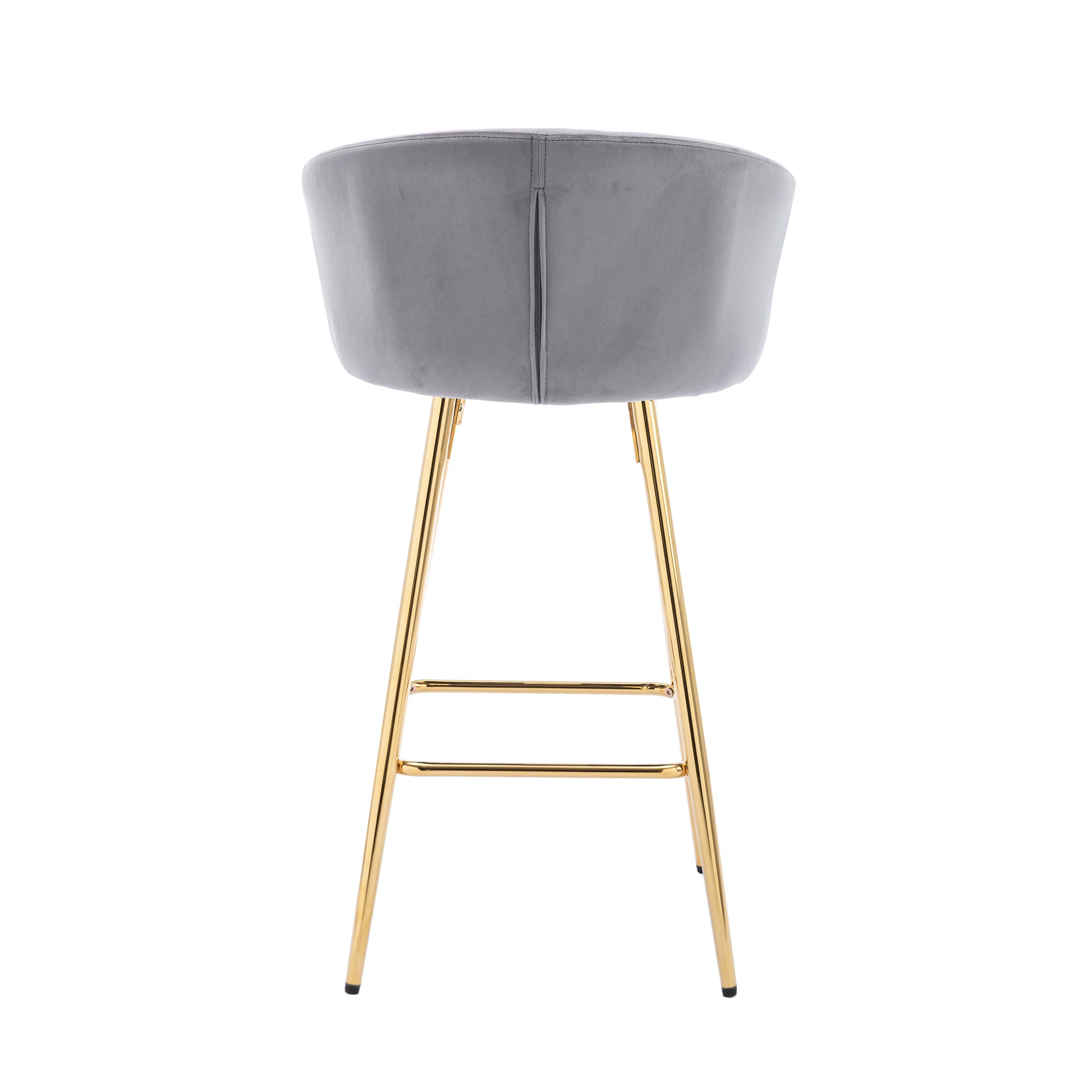 26 Inch Set Of 2 Bar Stools,With Chrome Footrest And Base Velvet Golden Leg Simple Bar Stool,Gray Gray Foam Fabric
