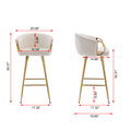 30 Inch Set Of 2 Bar Stools,With Chrome Footrest And Base Velvet Golden Leg Simple Bar Stool,Cream Cream Foam Fabric