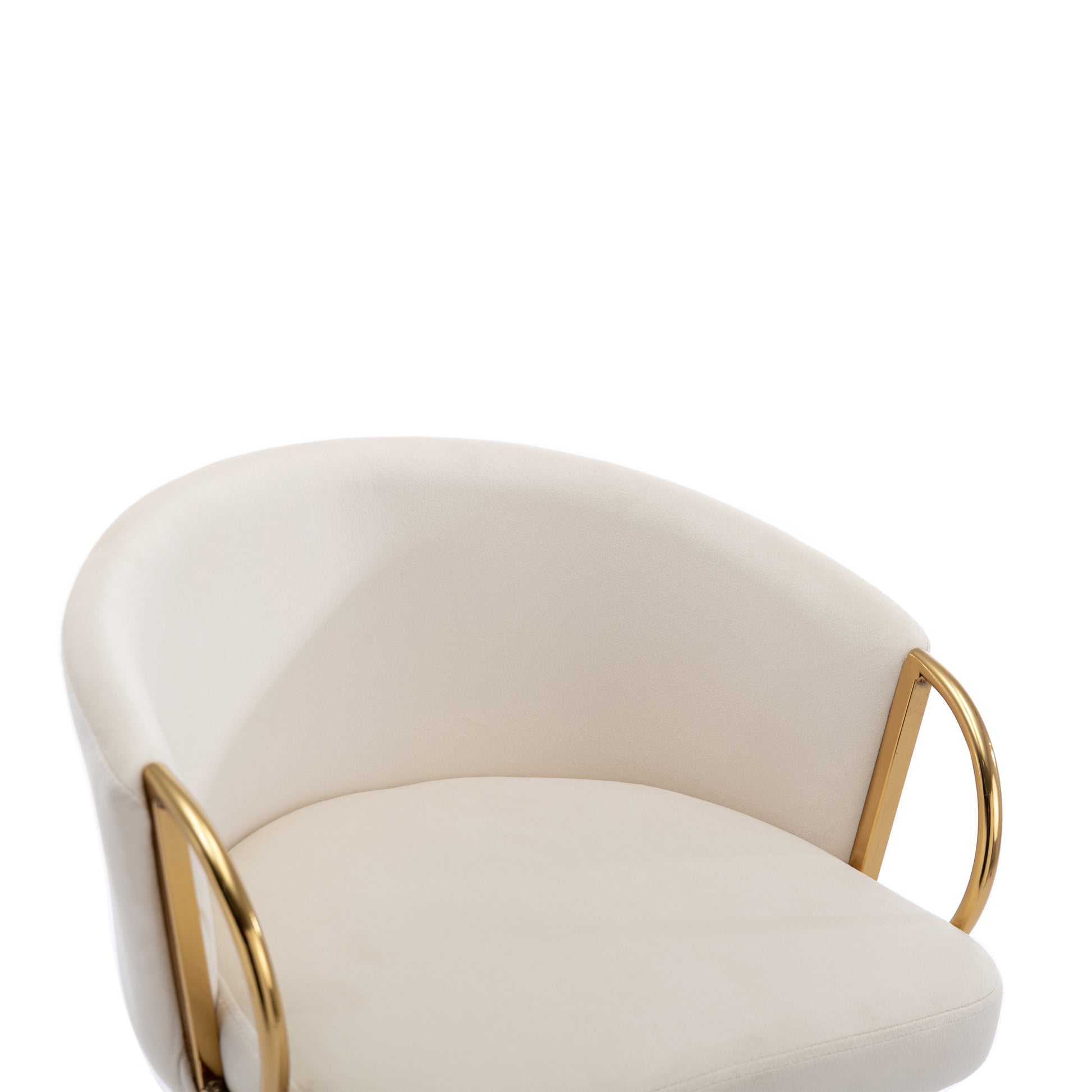 30 Inch Set Of 2 Bar Stools,With Chrome Footrest And Base Velvet Golden Leg Simple Bar Stool,Cream Cream Foam Fabric