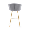 30 Inch Set Of 2 Bar Stools,With Chrome Footrest And Base Velvet Golden Leg Simple Bar Stool,Gray Gray Foam Fabric