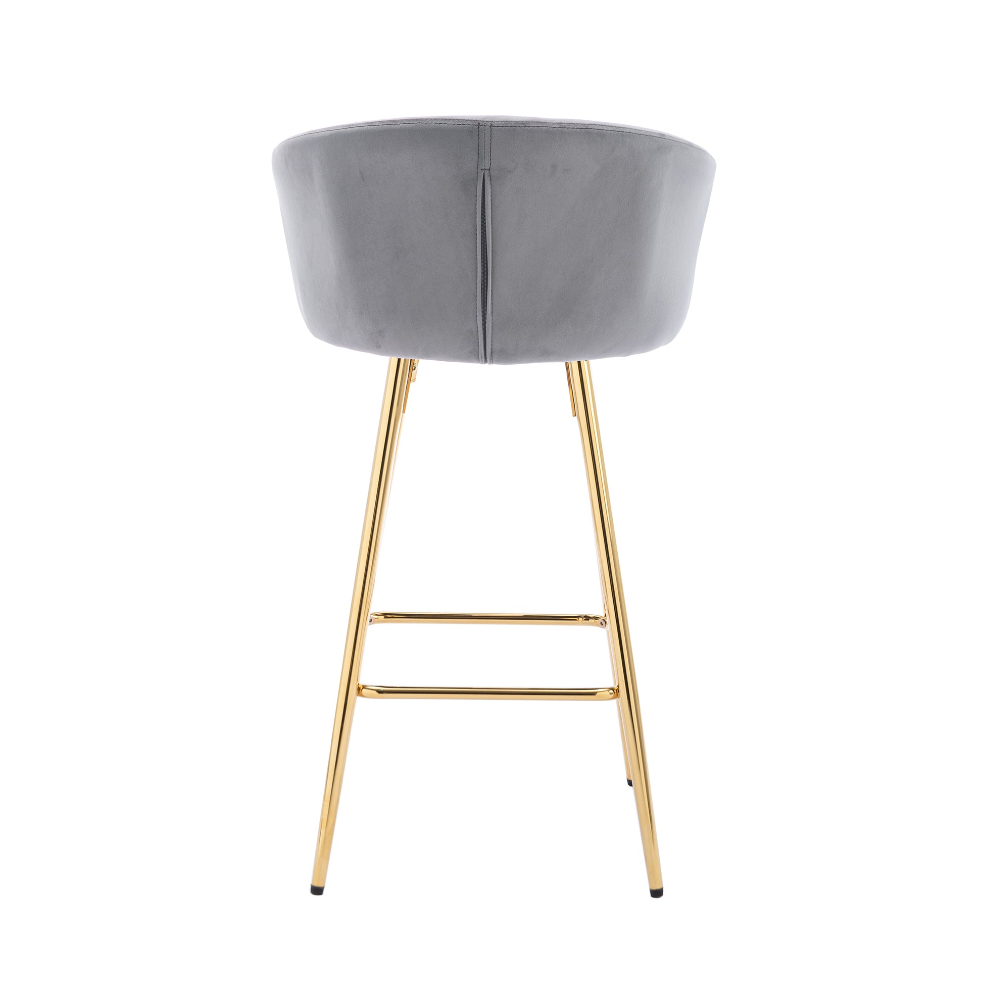 30 Inch Set Of 2 Bar Stools,With Chrome Footrest And Base Velvet Golden Leg Simple Bar Stool,Gray Gray Foam Fabric