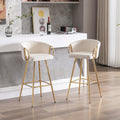 30 Inch Set Of 2 Bar Stools,With Chrome Footrest And Base Velvet Golden Leg Simple Bar Stool,Cream Cream Foam Fabric