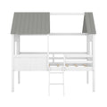 Twin Size Low Loft Wood House Bed With Two Side Windows White Gray Old Sku: Lp000037Aae Gray Solid Wood