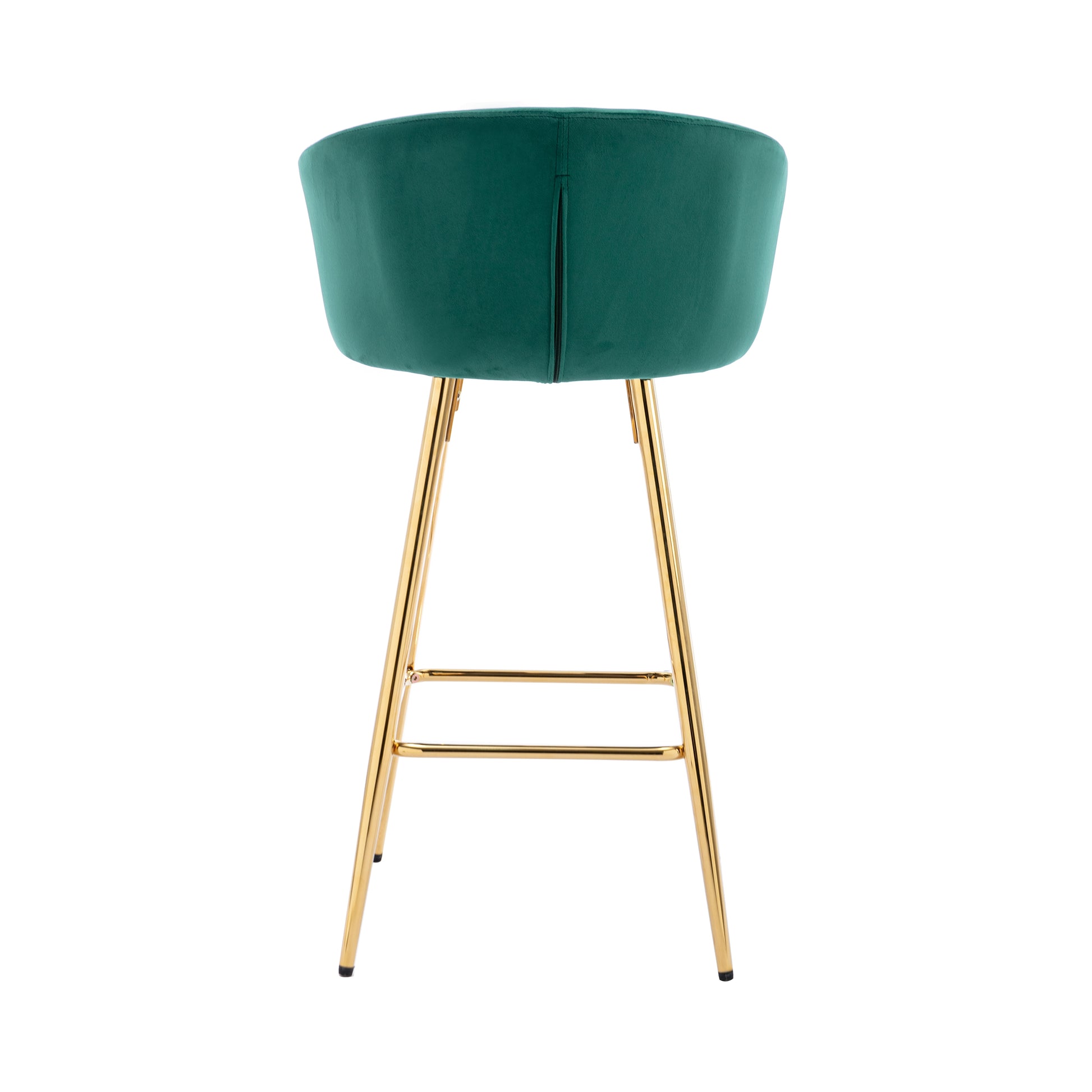 26 Inch Set Of 2 Bar Stools,With Chrome Footrest And Base Velvet Golden Leg Simple Bar Stool,Green Green Foam Fabric