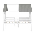 Twin Size Low Loft Wood House Bed With Two Side Windows White Gray Old Sku: Lp000037Aae Gray Solid Wood