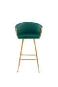 26 Inch Set Of 2 Bar Stools,With Chrome Footrest And Base Velvet Golden Leg Simple Bar Stool,Green Green Foam Fabric