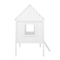 Twin Size Low Loft Wood House Bed With Two Side Windows White Old Sku: Lp000037Aak White Solid Wood