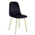 Dining Chairs Set Of 4, Modern Mid Century Style Dining Kitchen Room Upholstered Side Chairs,Accent Chairs Spoon Shaped With Soft Velvet Fabric Cover Cushion Seat And Golden Metal Legs.B0501A Black Foam Velvet