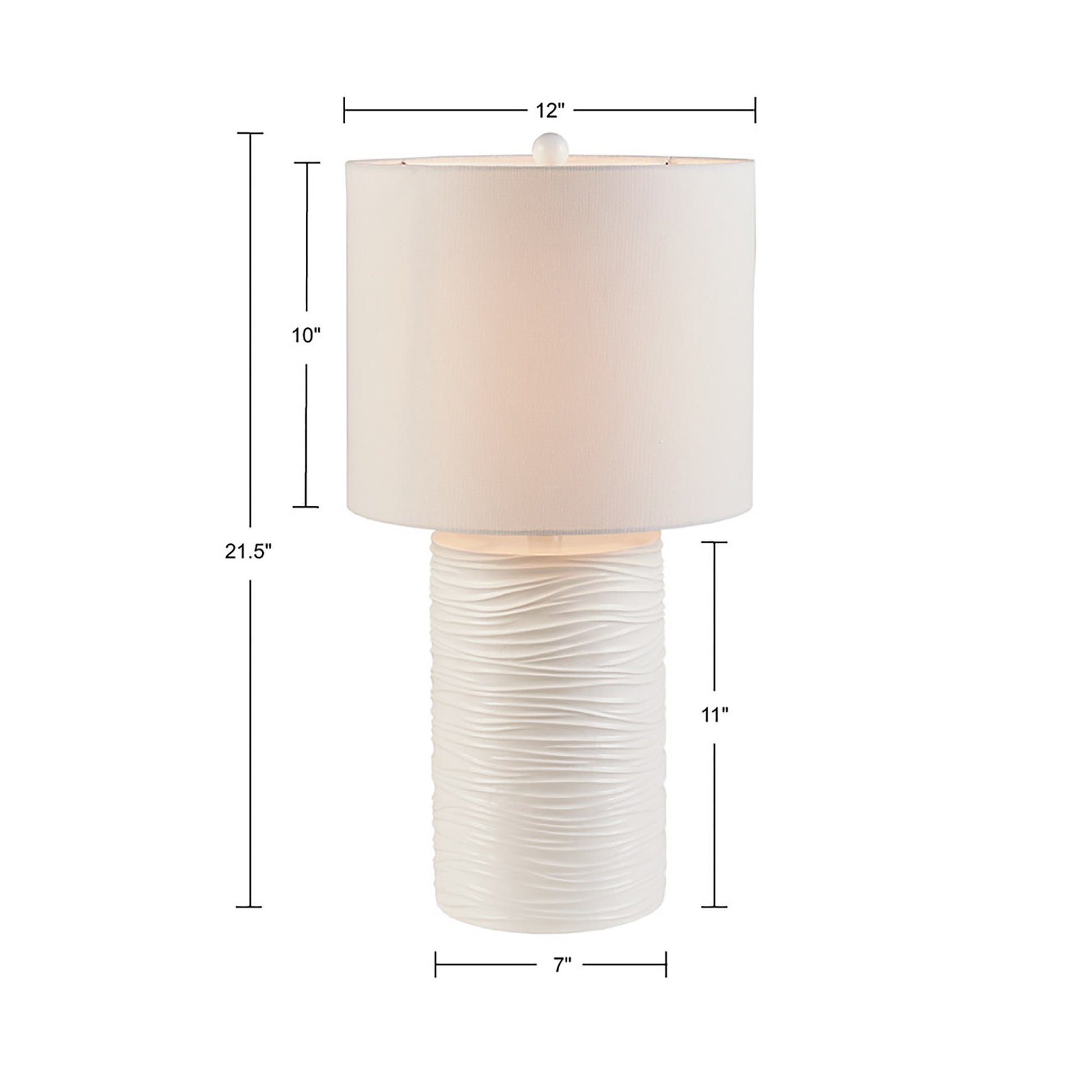 Textured Resin Table Lamp White Cotton