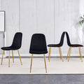 Dining Chairs Set Of 4, Modern Mid Century Style Dining Kitchen Room Upholstered Side Chairs,Accent Chairs Spoon Shaped With Soft Velvet Fabric Cover Cushion Seat And Golden Metal Legs.B0501A Black Foam Velvet