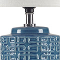 Geometric Ceramic Table Lamp Blue Polyester