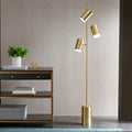 3 Light Metal Floor Lamp Gold Cotton