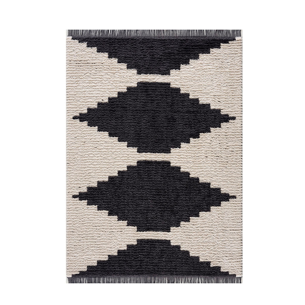 Black & Ivory Modern Area Rug Black Ivory Polyester