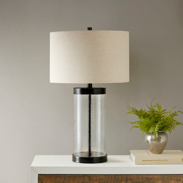 Glass Cylinder Table Lamp Clear Polyester