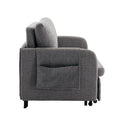 Coolmore Convertible Sleeper Sofa Bed, Modern Velvet Loveseat Couch With Pull Out Bed, Small Beautiful Seat Futon Sofa Bed With Headboard, 2 Pillows & Side Pockets For Living Room Light Grey Linen