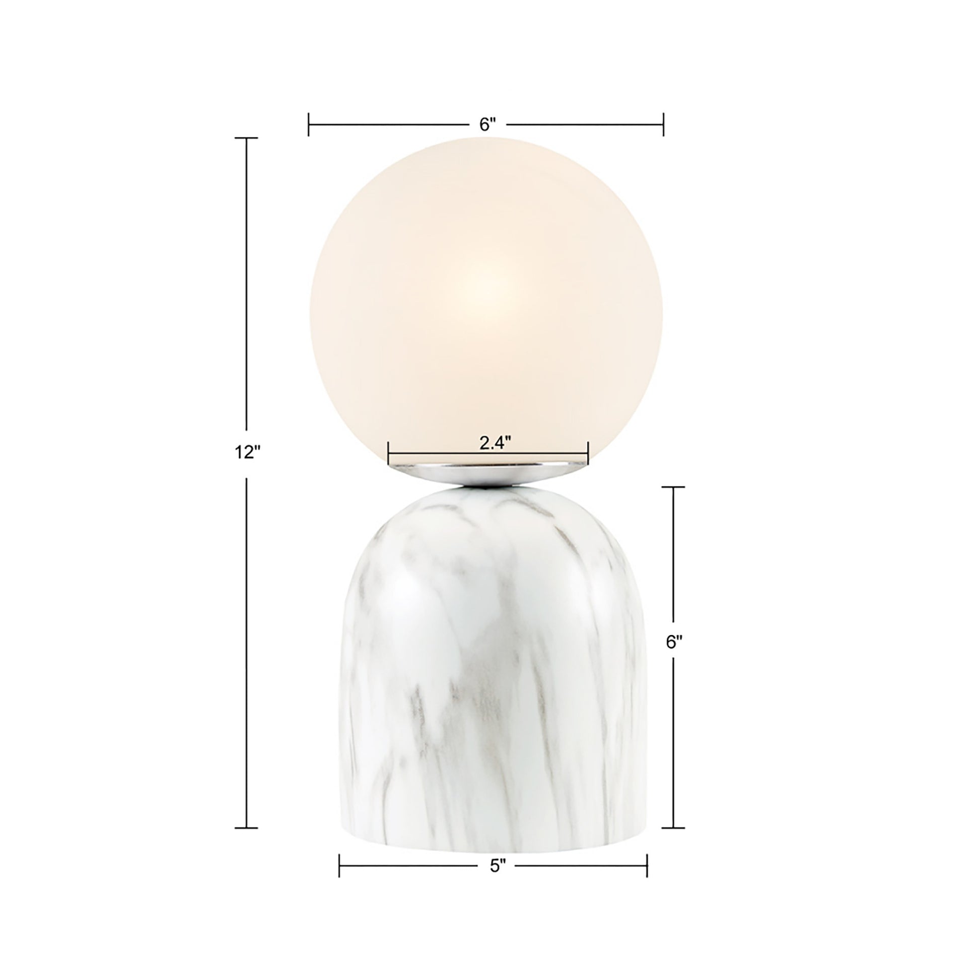 Frosted Glass Globe Resin Table Lamp White Glass