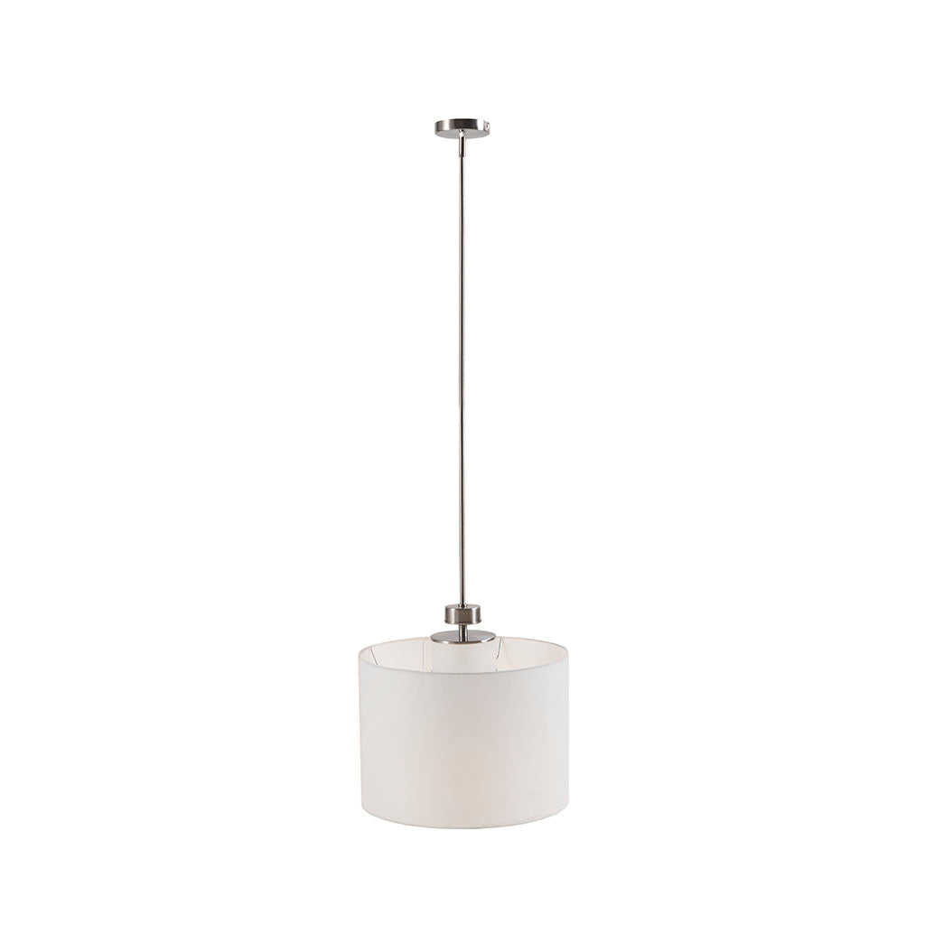 Pacific Metal Pendant With Drum Shade White Cotton