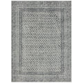 Moroccan Bordered Global Woven Area Rug Grey Cream Polyester