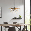 3 Light Spiked Chandelier Gold Matte Black Iron