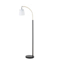 Arched Metal Floor Lamp With Frosted Glass Shade Matte Black Base Frosted Shade Iron