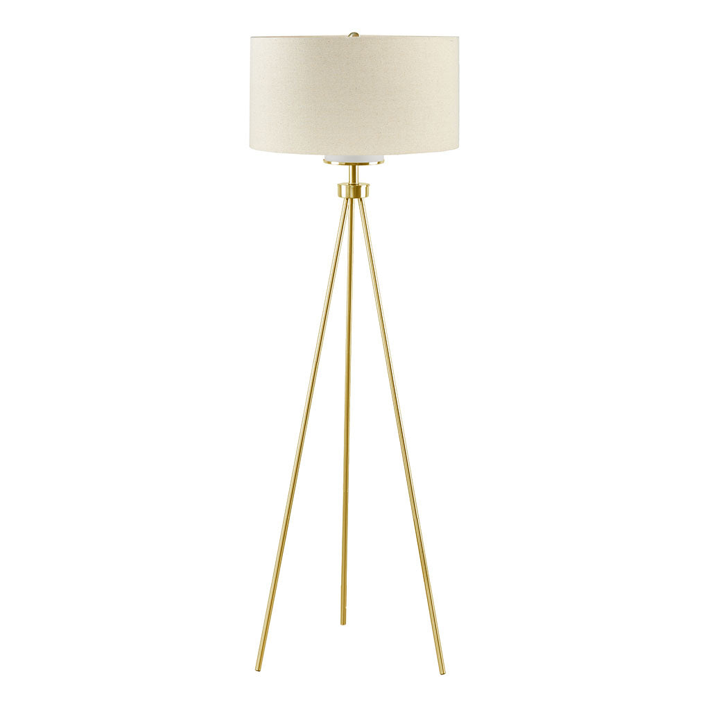 Pacific Metal Tripod Floor Lamp With Glass Shade Gold Cotton