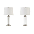 Clarity Glass Cylinder Table Lamp Set Of 2 Silver Cotton