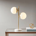 Marble Base Table Lamp Gold Cotton