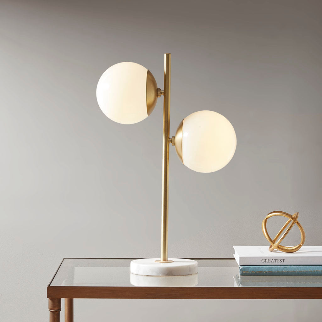 Marble Base Table Lamp Gold Cotton