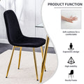 Dining Chairs Set Of 4, Modern Mid Century Style Dining Kitchen Room Upholstered Side Chairs,Accent Chairs Spoon Shaped With Soft Velvet Fabric Cover Cushion Seat And Golden Metal Legs.B0501A Black Foam Velvet