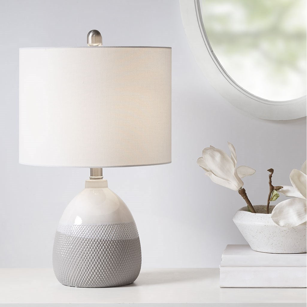 Driggs Ceramic Textured Table Lamp Grey Cotton