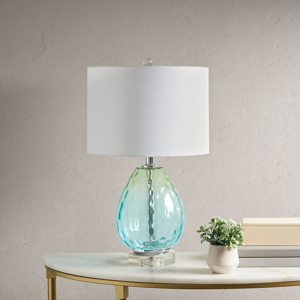 Ombre Glass Table Lamp Blue Cotton