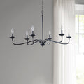 Brighton 6 Light Farmhouse Metal Chandelier Matte Black Cotton