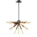 3 Light Spiked Chandelier Gold Matte Black Iron