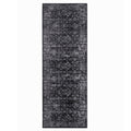 Distressed Vintage Persian Woven Area Rug Black Cream Polyester