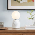 Frosted Glass Globe Resin Table Lamp White Glass