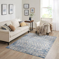 Moroccan Global Woven Area Rug Blue Cream Polyester