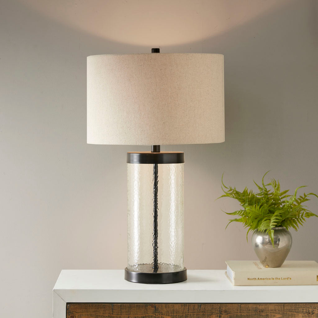 Glass Cylinder Table Lamp Clear Polyester