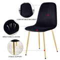 Dining Chairs Set Of 4, Modern Mid Century Style Dining Kitchen Room Upholstered Side Chairs,Accent Chairs Spoon Shaped With Soft Velvet Fabric Cover Cushion Seat And Golden Metal Legs.B0501A Black Foam Velvet