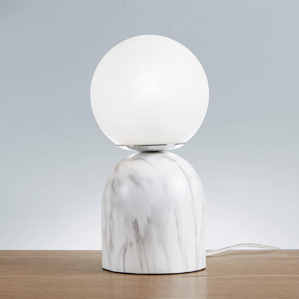 Frosted Glass Globe Resin Table Lamp White Glass