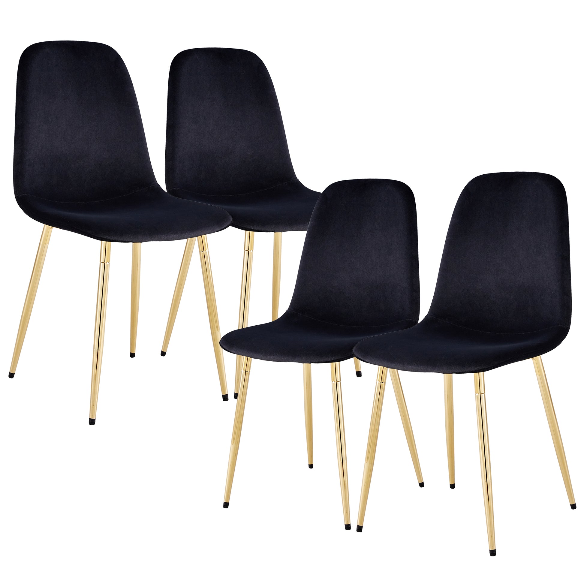 Dining Chairs Set Of 4, Modern Mid Century Style Dining Kitchen Room Upholstered Side Chairs,Accent Chairs Spoon Shaped With Soft Velvet Fabric Cover Cushion Seat And Golden Metal Legs.B0501A Black Foam Velvet