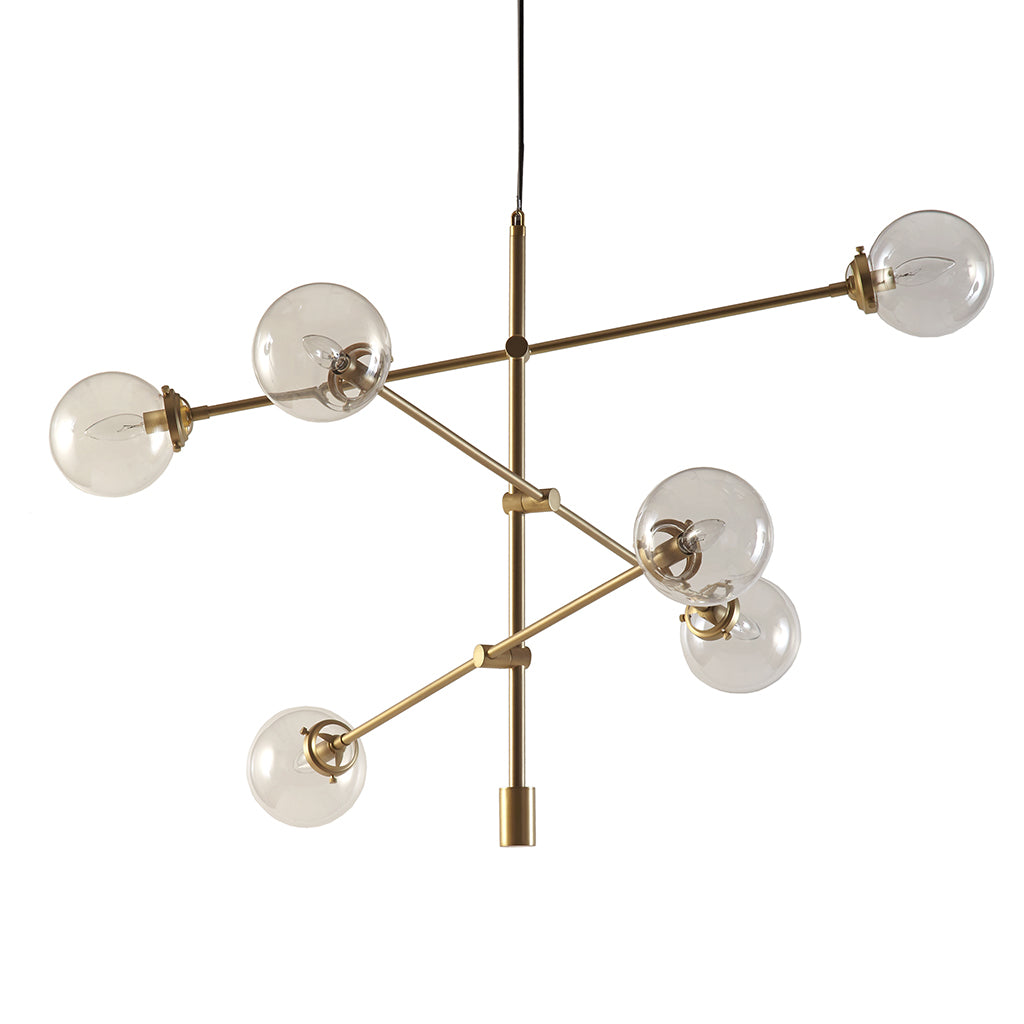 Cyrus 6 Globe Light Architectural Metal Chandelier Gold Cotton