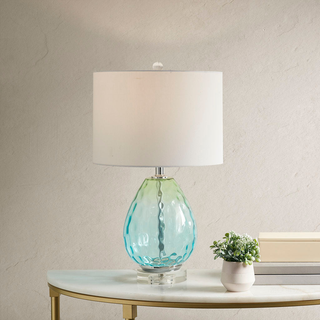 Ombre Glass Table Lamp Blue Cotton